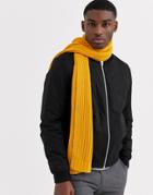 Moss London Chunky Knit Scarf In Mustard-yellow