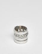 Asos Ring With Chain Insert In Silver - Silver