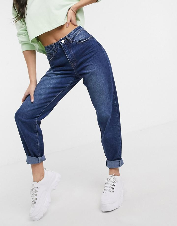 Missguided Mom Jeans In Blue-navy