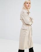 Lost Ink Lightweight Trench Coat - Cream