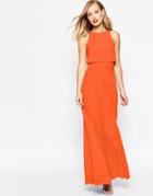 Asos Pleated Crop Top Maxi Dress - Orange