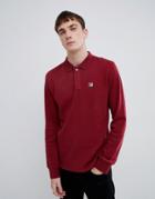 Fila White Line Bertoni Long Sleeve Polo Shirt In Red - Red
