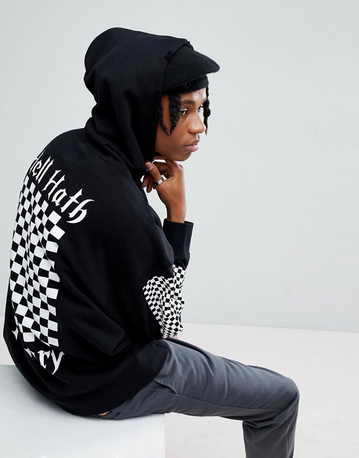 Mennace Oversized Hoodie With Back Print - Black