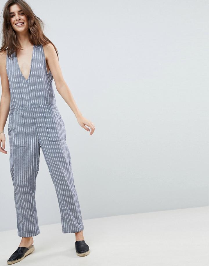Rhythm Beach Castaway Stripe Jumpsuit - Navy