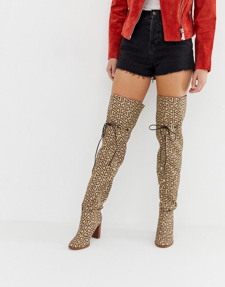 Asos Design Kyla Thigh High Boots-brown
