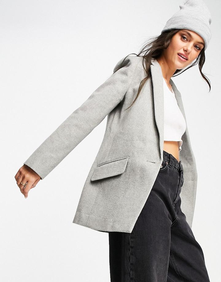 Miss Selfridge Blazer Coat In Gray