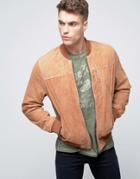 Pepe Greg Suede Bomber Jacket - Tan
