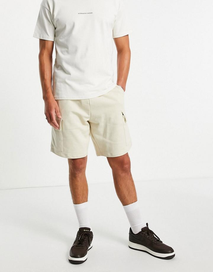 Asos Design Oversized Jersey Shorts With Cargo Pocket In Gray-grey