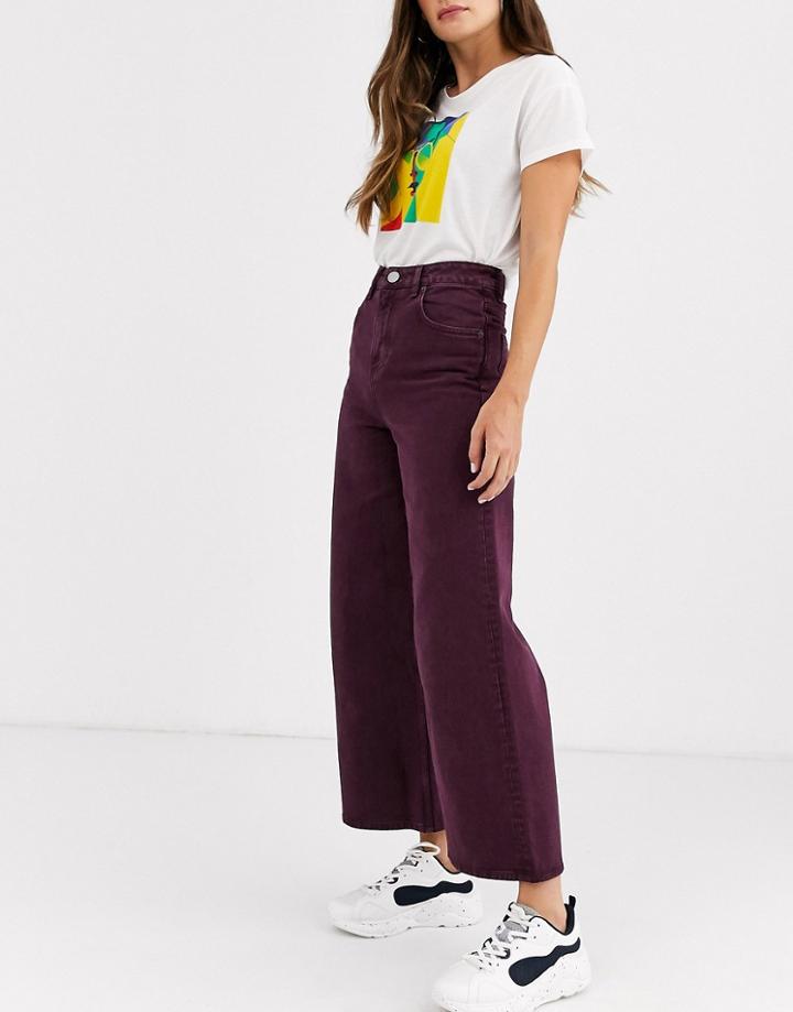 Asos Design Premium Wide Leg Jeans In Aubergine-purple