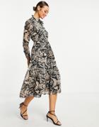 Whistles Tiered Midi Dress In Swirl Marble Print-multi