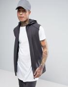 Asos Sleeveless Zip Up Hoodie In Waffle - Black