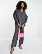 Extro & Vert Oversized Shirt In Herringbone Check-black