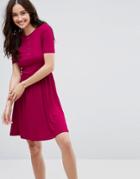 Asos Mini Smock Dress With Popper Details - Red