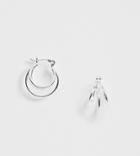 Asos Design Sterling Silver Hoop Earrings In Fine Triple Row Design - Silver