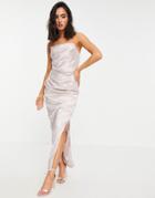 Chi Chi London Drape Body Dress In Cream-white