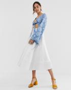 Ghospell Midi Skirt With Pleated Hem - White
