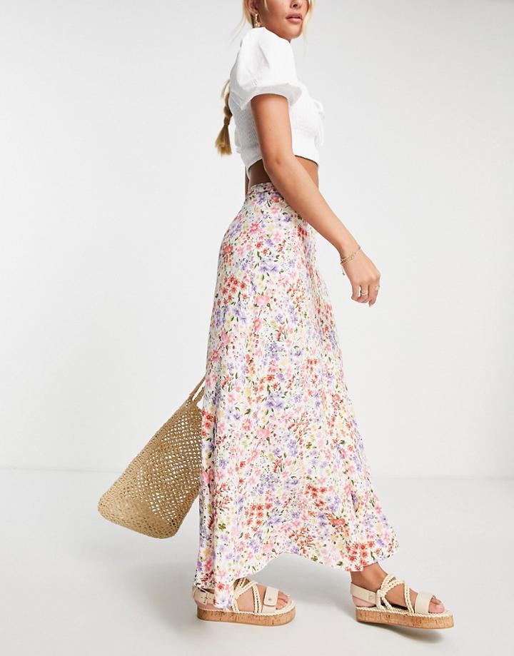Nobody's Child Emilia Maxi Skirt In Floral Print-white