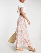 Nobody's Child Emilia Maxi Skirt In Floral Print-white