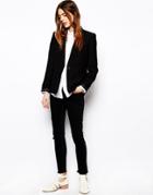 Asos Whitby Low Rise Skinny Ankle Grazer Jeans In Washed Black With Raw Hem And Ripped Knee - Black