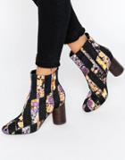 Asos Rattle Patch Work Ankle Boots - Black