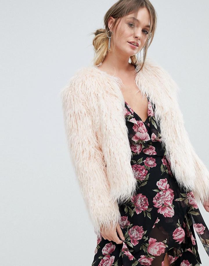 Miss Selfridge Mongolian Faux Fur Coat - Multi