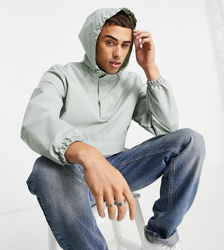 New Look Overhead Jacket With Pouch Pocket In Light Khaki-green
