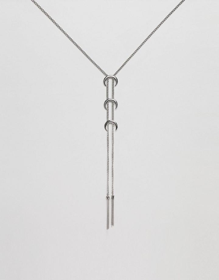 Missguided Drop Plunge Multi Horn Necklace - Silver