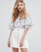 Influence Ruffle Bardot Top - White