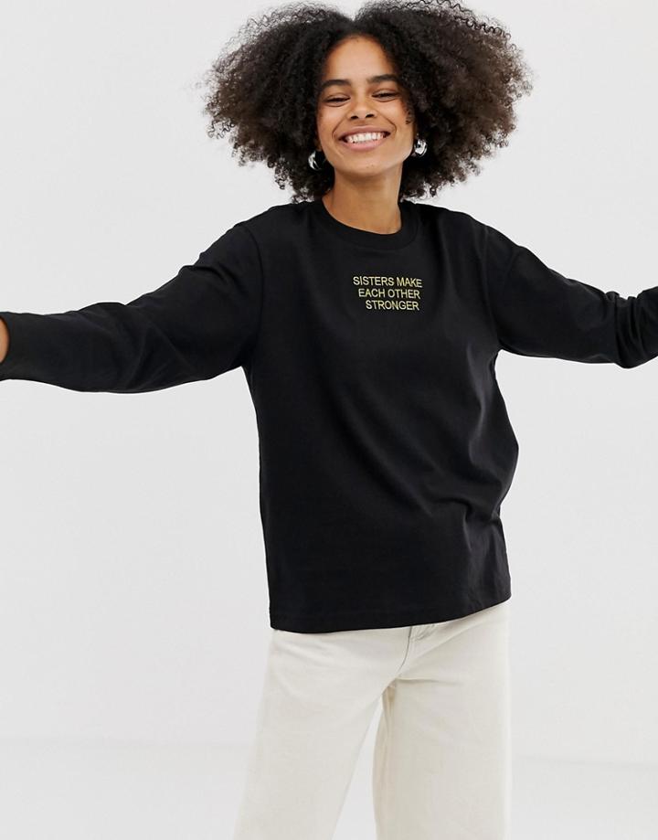 Monki Oversized Long Sleeved Top In Black - Black