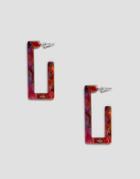 Asos Design Rectangle Hoop Earrings In Resin - Multi
