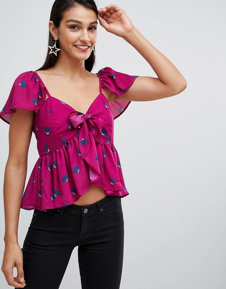 Vero Moda Printed Bow Front Cami Top - Multi