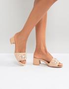 Qupid Pearl Trim Mule Sandal - Pink