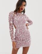 Asos Edition Sequin Cutwork Open Back Mini Dress - Pink