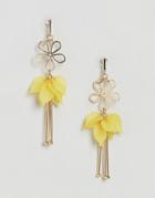 Asos Cut Out Flower And Resin Petal Earrings - Gold