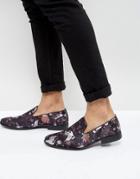 Asos Loafers With All Over Navy Bird Print - Navy