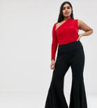 Club L Plus Flared Pants In Black - Black