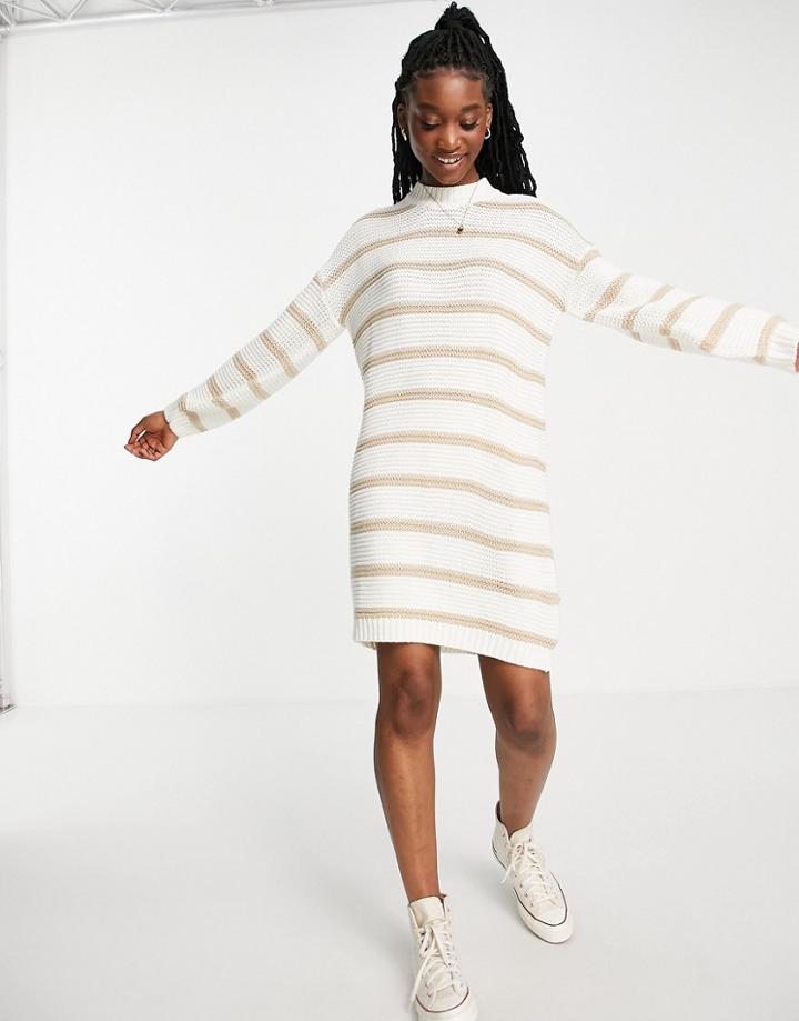 In The Style X Billie Faiers Stripe Sweater Dress In Stone Multi
