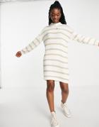 In The Style X Billie Faiers Stripe Sweater Dress In Stone Multi