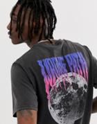 Pull & Bear T-shirt With Moon Back Print In Black - Black