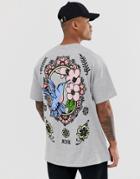 Hnr Ldn Humming Bird Back Print T-shirt In Oversized - Gray