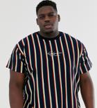 New Look Plus Neon Vertical Stripe T-shirt In Navy-black