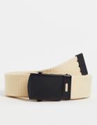 Asos Design Webbing Belt In Yellow With Black Plate