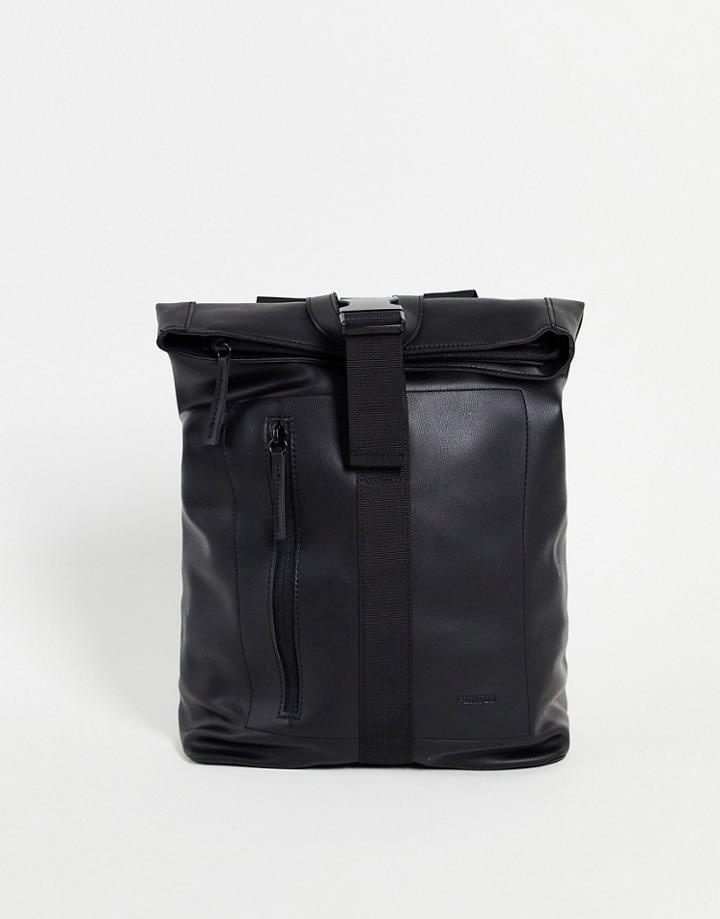 Fenton Roll Top Backpack In Black