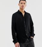 Asos Design Tall Regular Fit Viscose Shirt In Black - Black