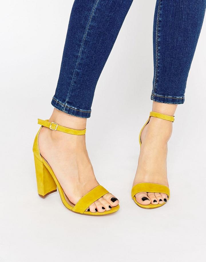 Steve Madden Carrson Yellow Suede Block Heel Sandals - Yellow