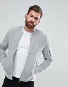 Boss Ribbed Zip Through Bomber Jacket - Gray
