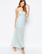 Traffic People Cami Maxi Dress In Ditsy Floral Print - Blue