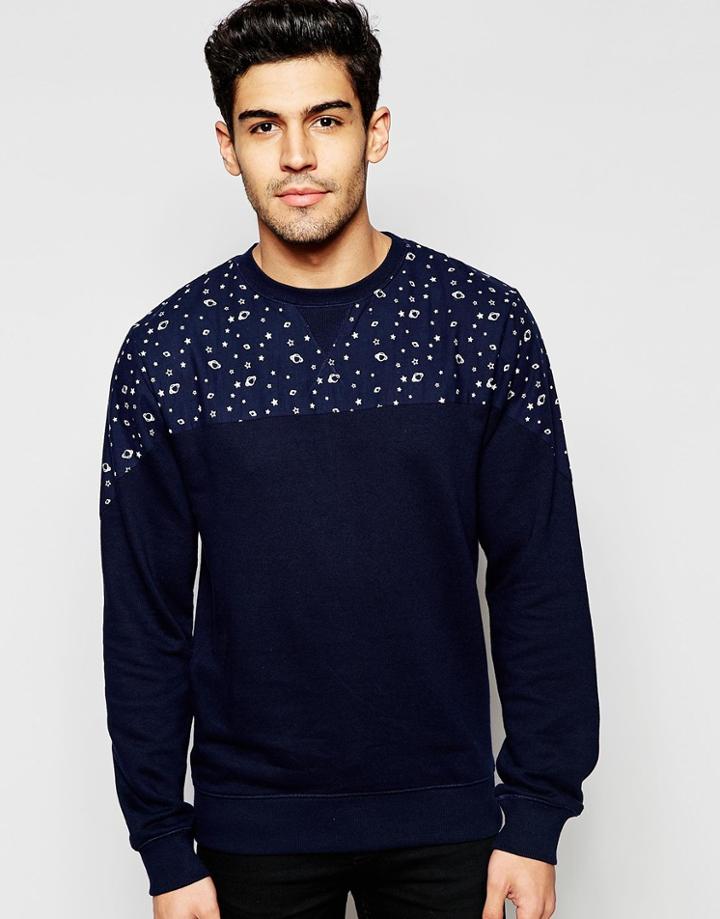 D-struct Planet Panel Sweater - Navy