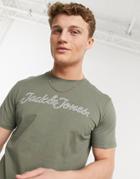 Jack & Jones Chest Branding Logo T-shirt In Dusty Olive-green