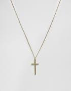 Asos Longline Cross Pendant Necklace In Gold - Gold
